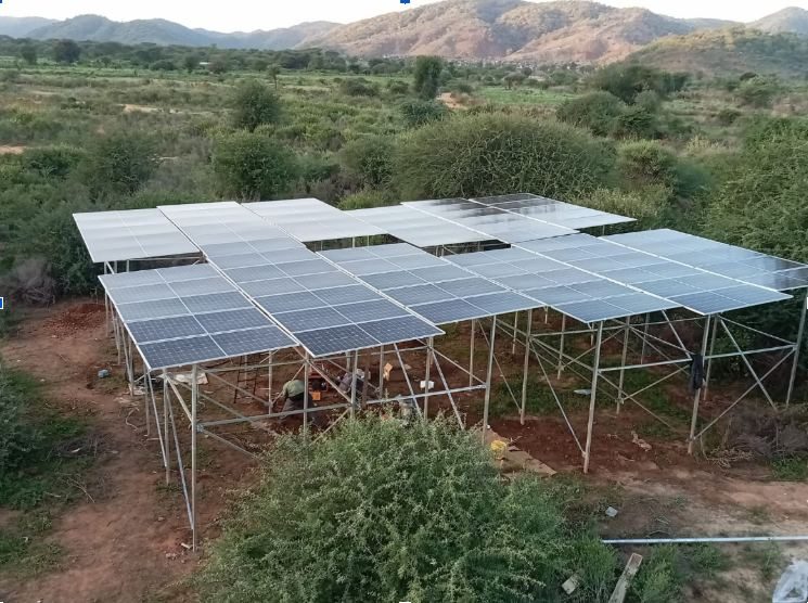 Distributed solar under construction in semi-arid area
